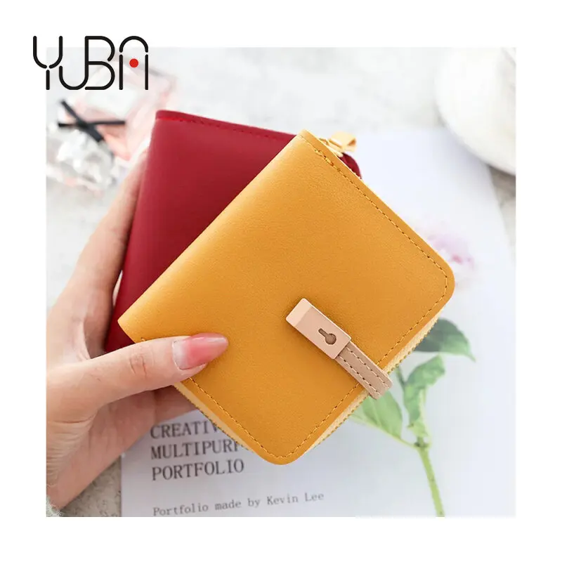 

2021 New wallet ladies Zipper Fashion Purse simply Short key wallets Students Lovely pink purse Small custom wallet for women, As picture