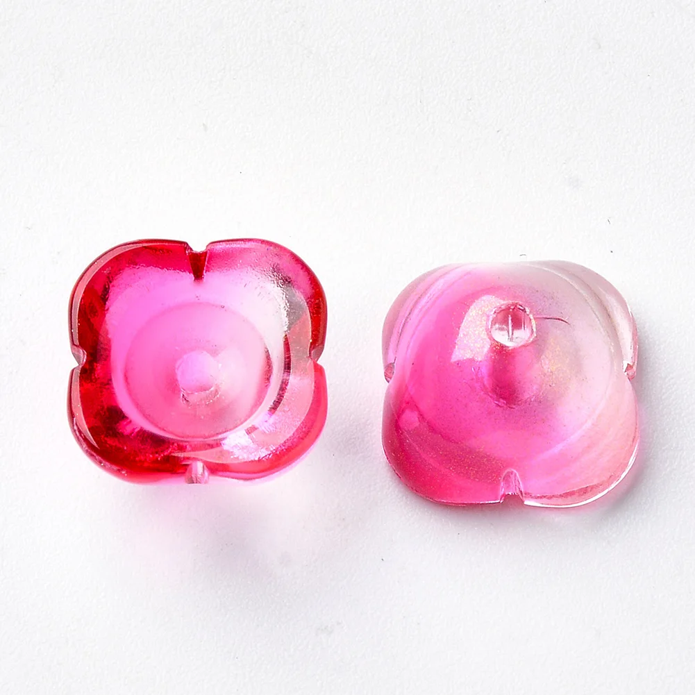 

Pandahall 4-Petal Transparent Spray Painted Glass Bead Cone, Mixed color