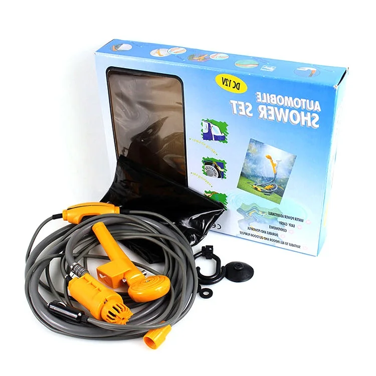 

Maideng water outdoor Battery Powered Camping water pump 12v Hot Shower set car portable shower, Orange