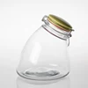 Unique shape glass storage jar with clip glass and ceramic lid