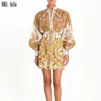 

MOLI 2019SS damen Designer Inspirot Vintage Flower print High Neck Blouse Top Shirt