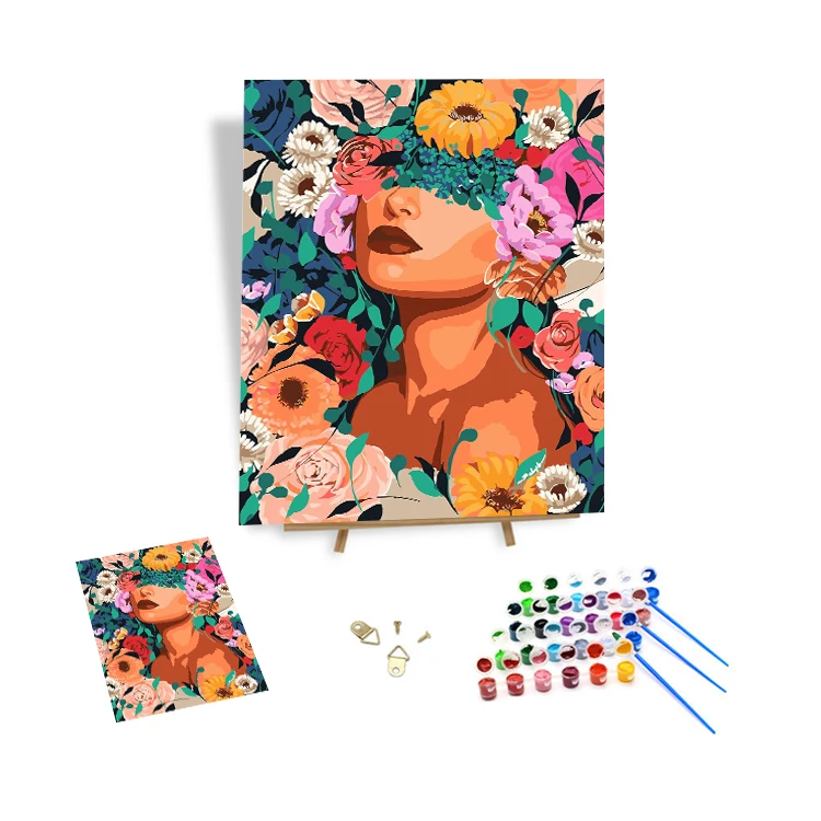 

Wholesale Painting By Numbers Kits Fashion Women Flowers Color Printing Hand Painted On Canvas For Home Decoration Gifts