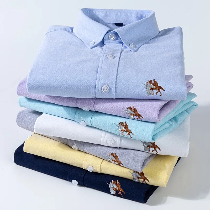 

100% COTTON Custom Embroidery Logo Men High Quality Business Casual Shirts