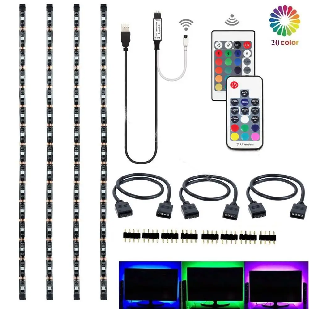 DC5V USB led Strip Colour Changing LED Mood light TV Backlight Kit Strip RF Remote Control RGB 5050 Strip Decor Light