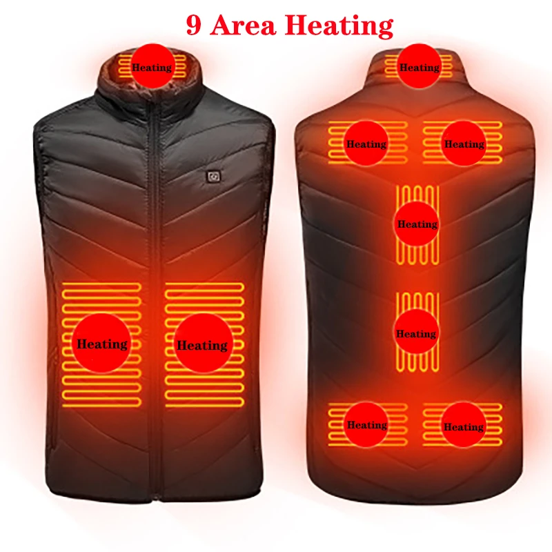 

Winter Warm Outdoor Heated Jacket Hunt Temperature adjustment Quilted Intelligent Heating Thermal Men's USB Heated Vest Jacket