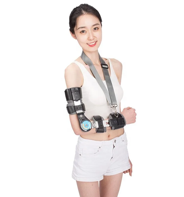 

Hinged ROM Elbow Brace with Strap Post OP Elbow Brace Stabilizer Splint Arm Orthosis Injury Recovery Support, Black