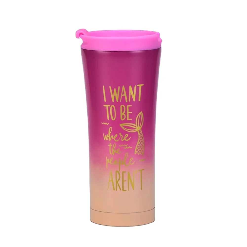 

Wholesale 480ml Double Wall Gradient Mermaid Coastal Style Stainless Steel Tumblers Vacuum Flask Coffee Cup, Customized color acceptable