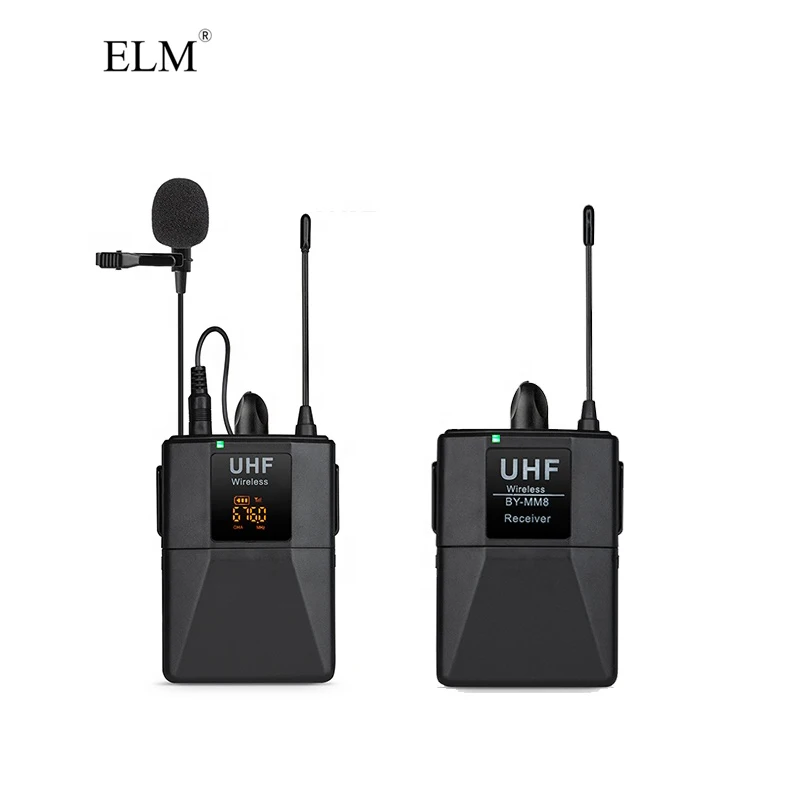 

professional 3.5 interface UHF wireless lapel Video Camera Microphone for interview, Black