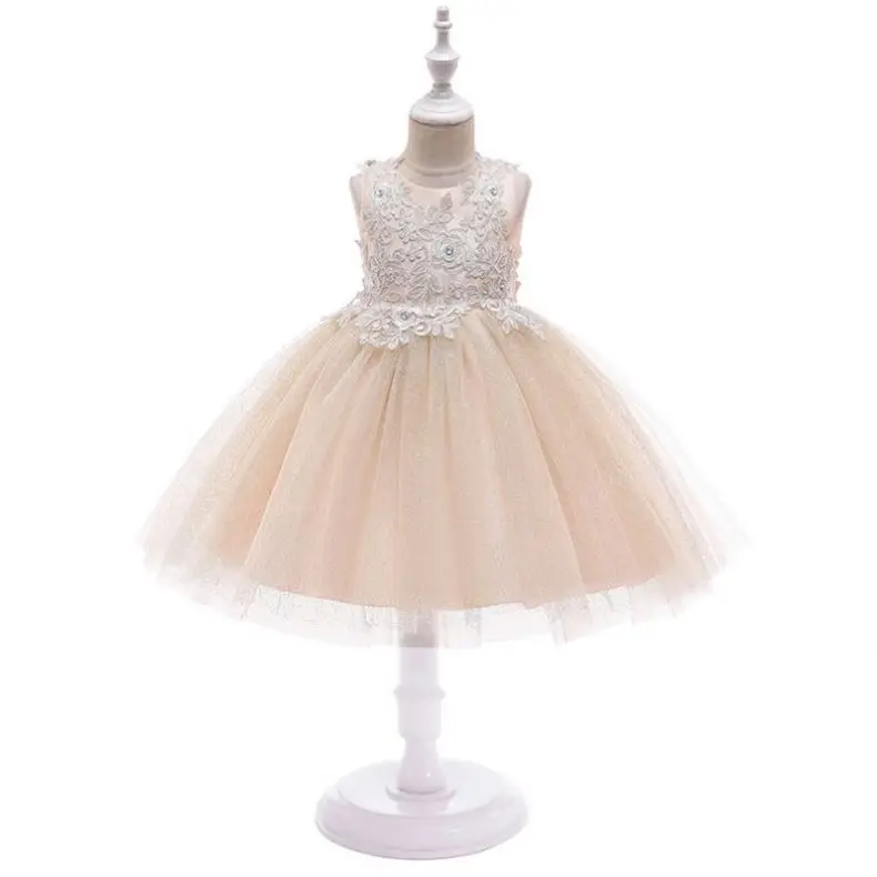 

New Arrival 2021 Ruffled Fluffy Sleeveless Pageant Gowns Princess Dresses Kids' Dresses Elegant Casual Dresses, Champagne, pink