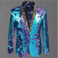 

New pattern male sequins costumes jacket tide fashion host coat outfits slim blazer singer dancer show nightclub party stage bar