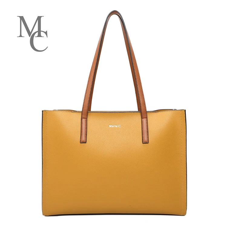 

Hot Selling Bolsas Simple Design Handbags Large Capacity Pu Strap Shoulder Handbag Women Casual Tote Bag For Ladies, Yellow