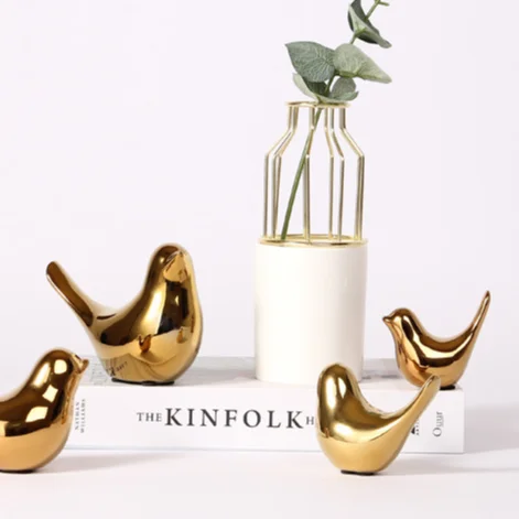 

wholesale chaozhou golden color birds ceramic decoration for home, White