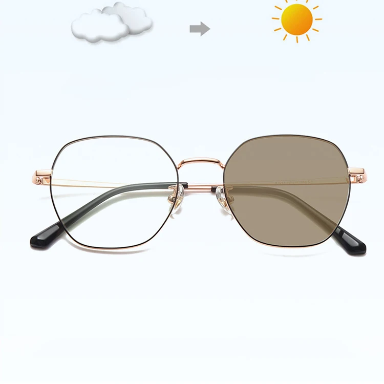 

Photosensitive photochromic women's anti-blue light glasses radiation-proof retro men's metal spectacle frame glasses frame