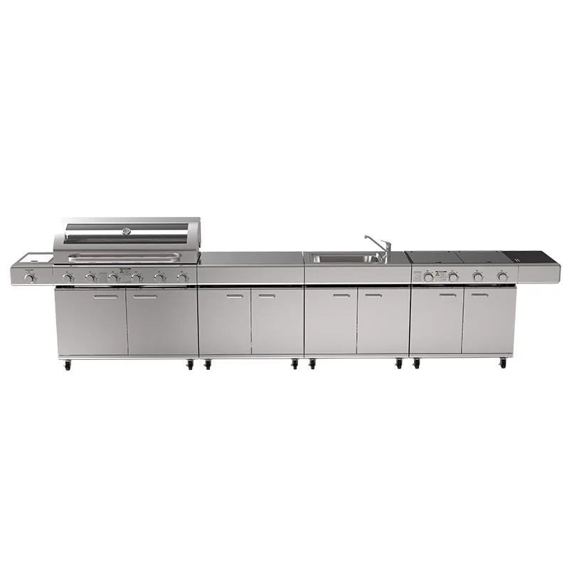 

Outdoor Kitchen Cabinet Combined Design Stainless Steel Barbecue Grill BBQ Gas Grill