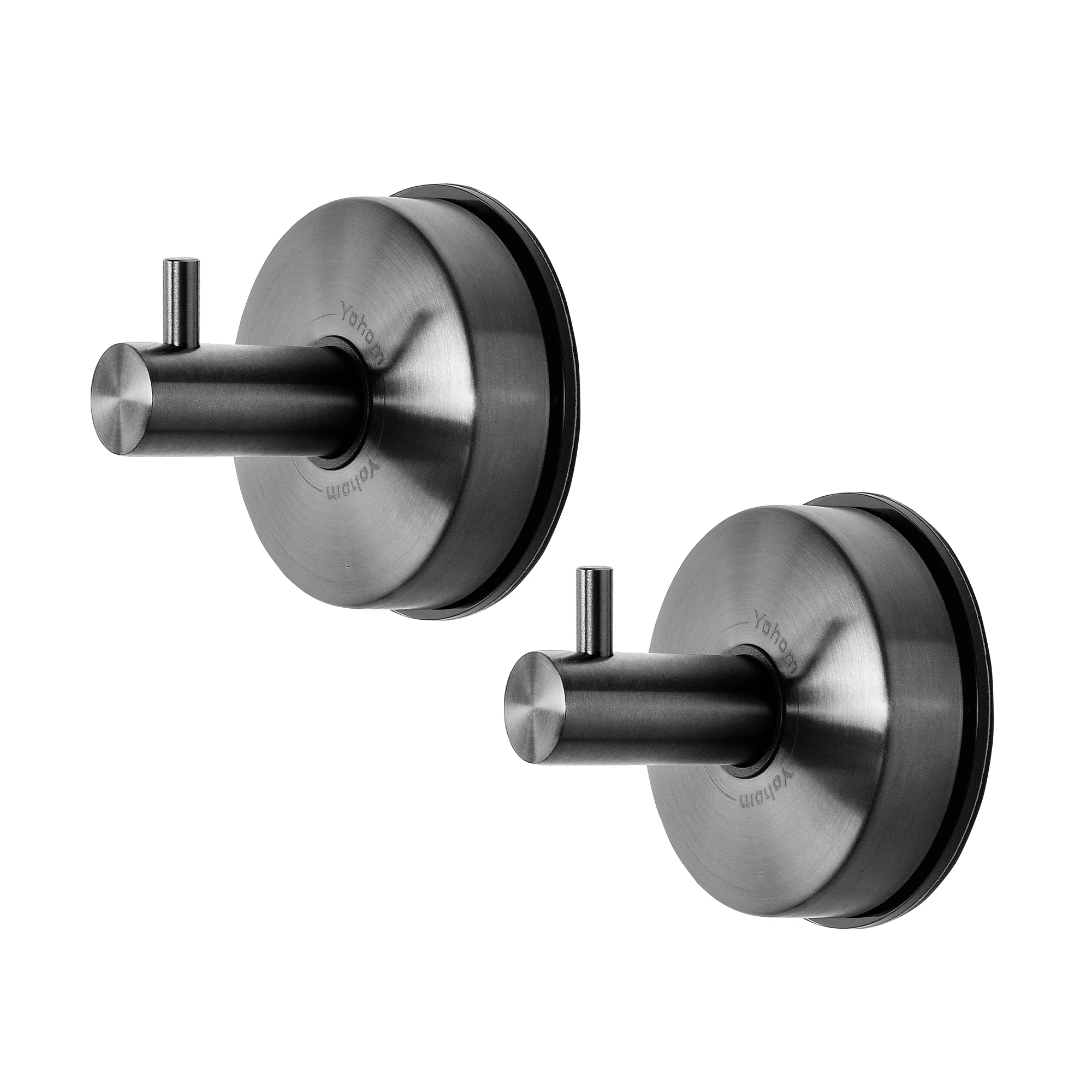 

2Pcs Vacuum Suction Cup Hooks Shower Black Brushed Stainless Steel Bathroom Rack for Bathrobe