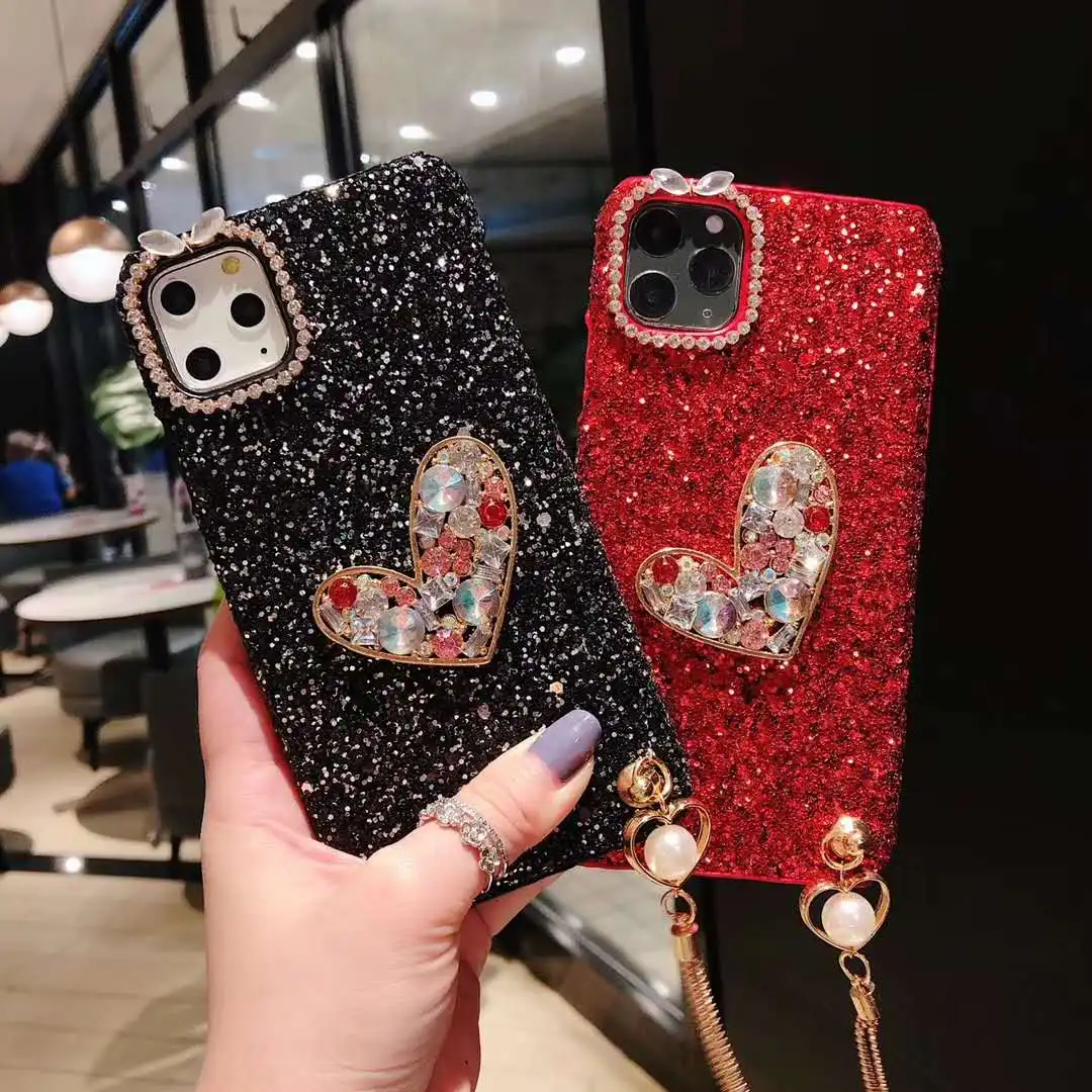 

Luxury Bling Glitter Diamond Hard Gel Rubber Beauty Shiny Sparkling Cute Protective Cover Case For Iphone 11 Pro Max Case