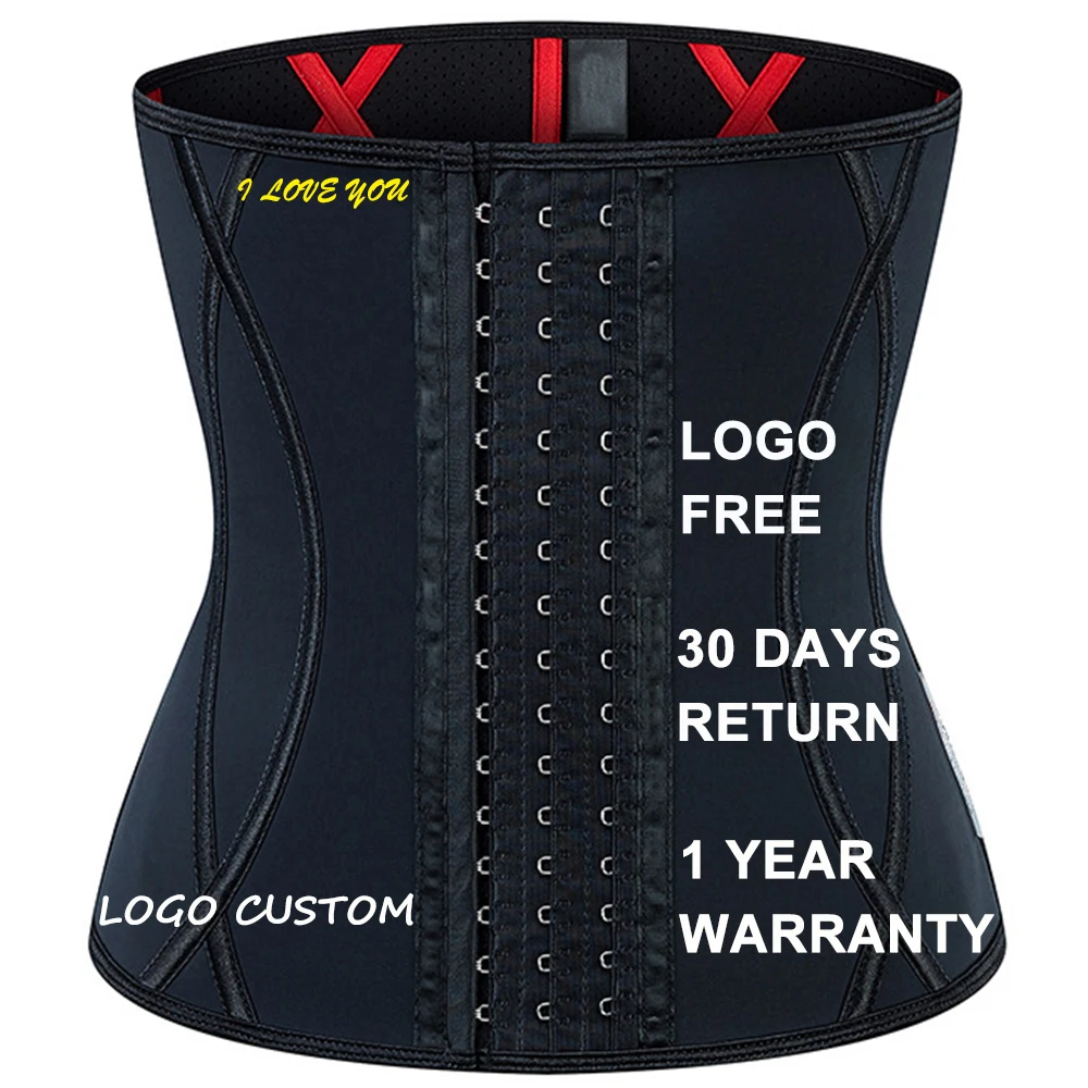 

13 Curve Steel Boned Breathable Waist Support Fitness Trimmer Women Belt Slimming Belly Waist Band Wrap Latex Waist Trainer Belt, Black/customized