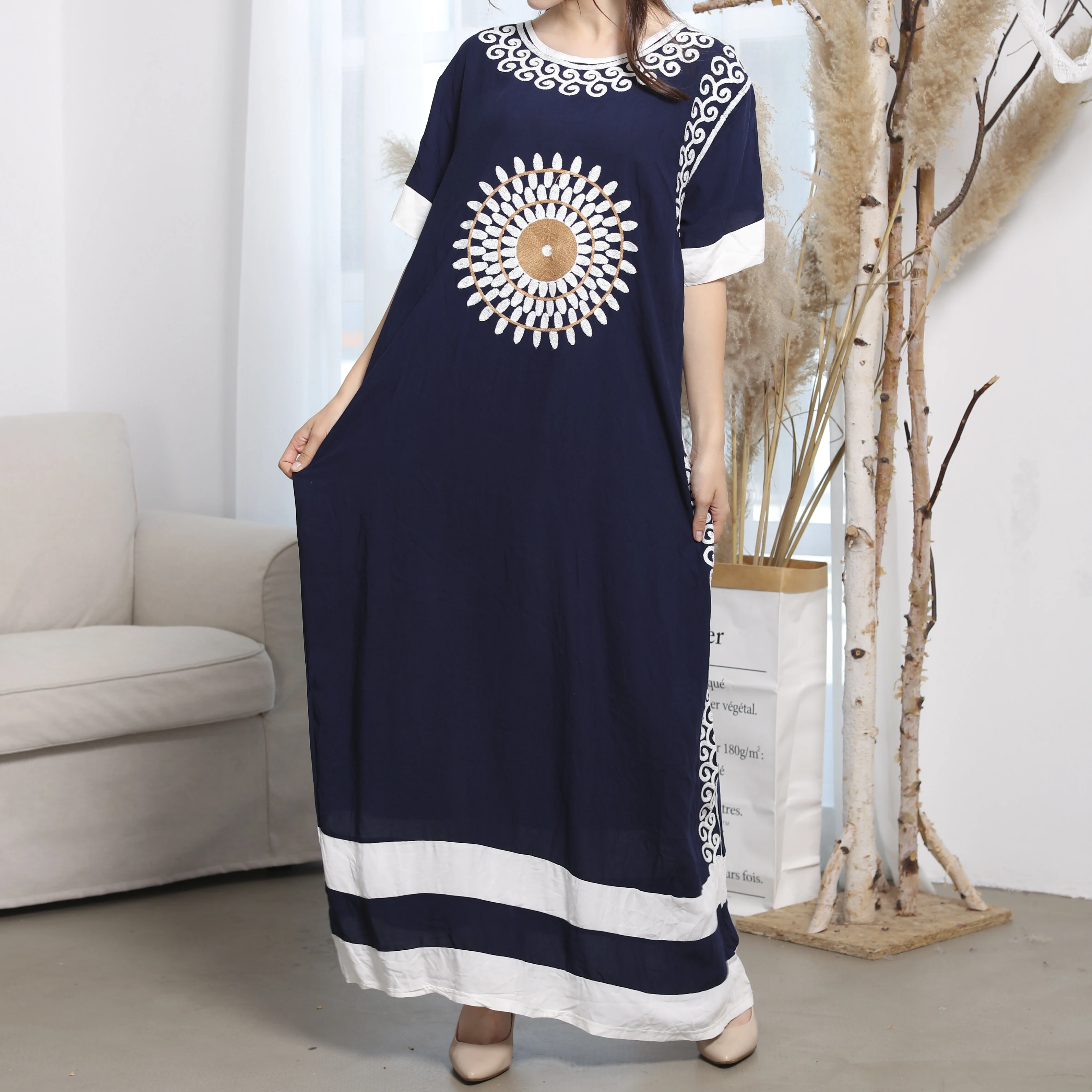 
Nighties for Women Ladies Muslim Clothing Abaya Kaftan Rayon Woven Evening Dress African Dresses Women Pajamas 