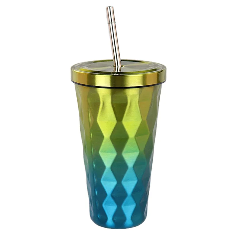 

Wholesale 17oz double wall 304 stainless steel tumbler with straw Vacuum Insulated tumbler, Black, white, green and custom color