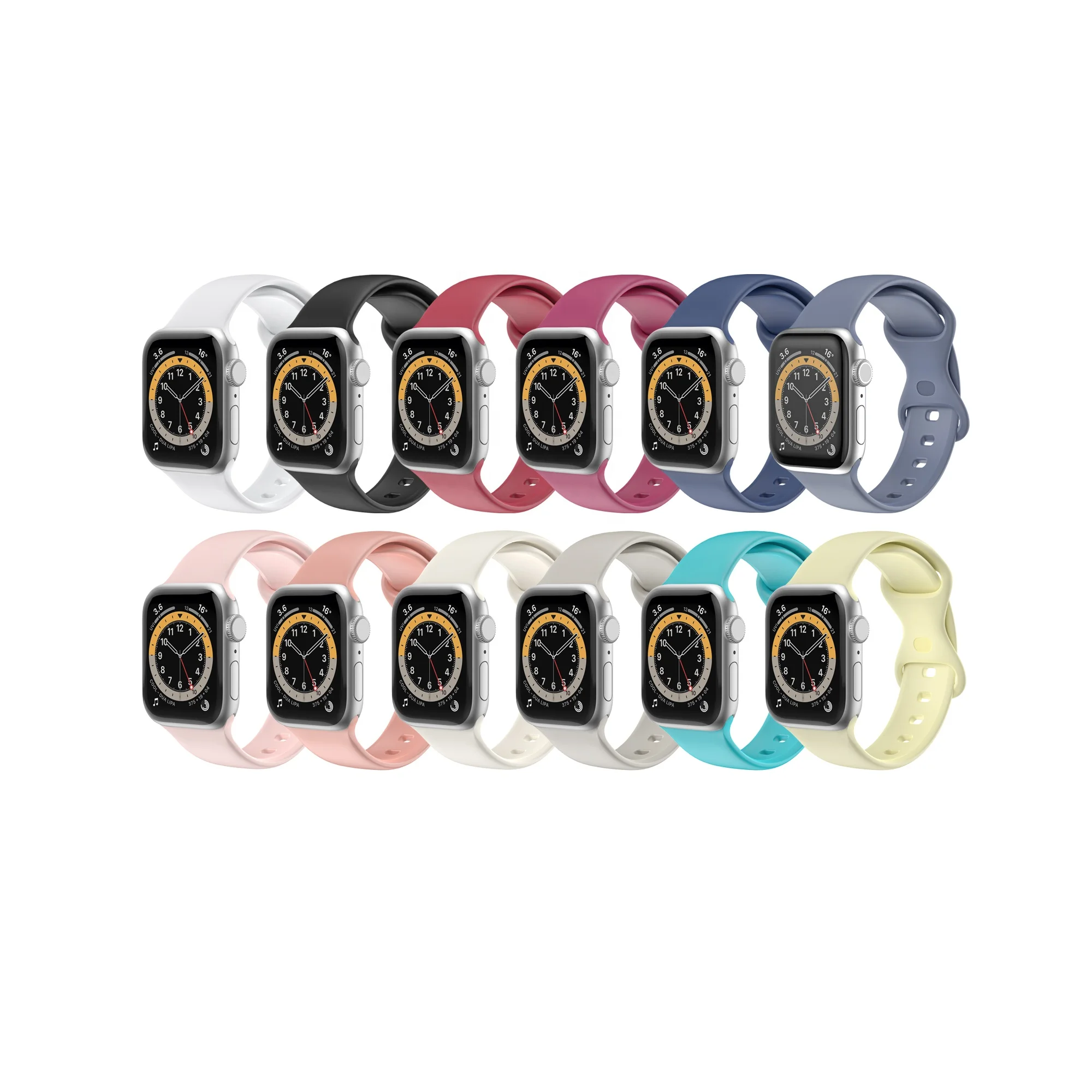 

New for iWatch SE 6 Replacement Solid Color Soft Bracelet with Reverse Buckle Band for Apple Watch TPU Strap