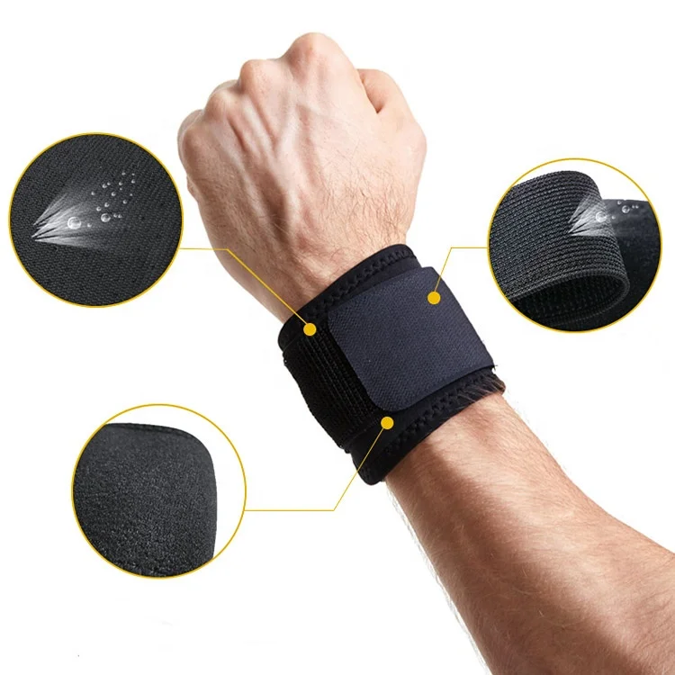 

Wholesale Polyester Wrist Support Straps Adjustable Wrist Support Band For Lifting, Black