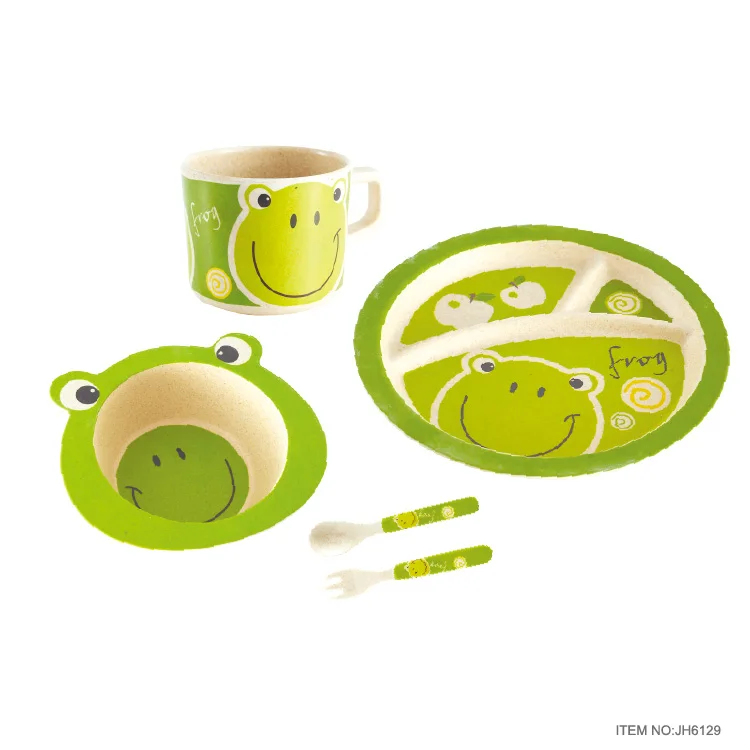 

eco-friendly bamboo fibre Animal shape kids Dinnerware