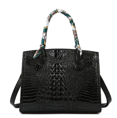 Latest Fashion Design Sense Silk Scarf Crocodile Pattern Handbag Suitable for Commuting and Outgoing  Handbag
