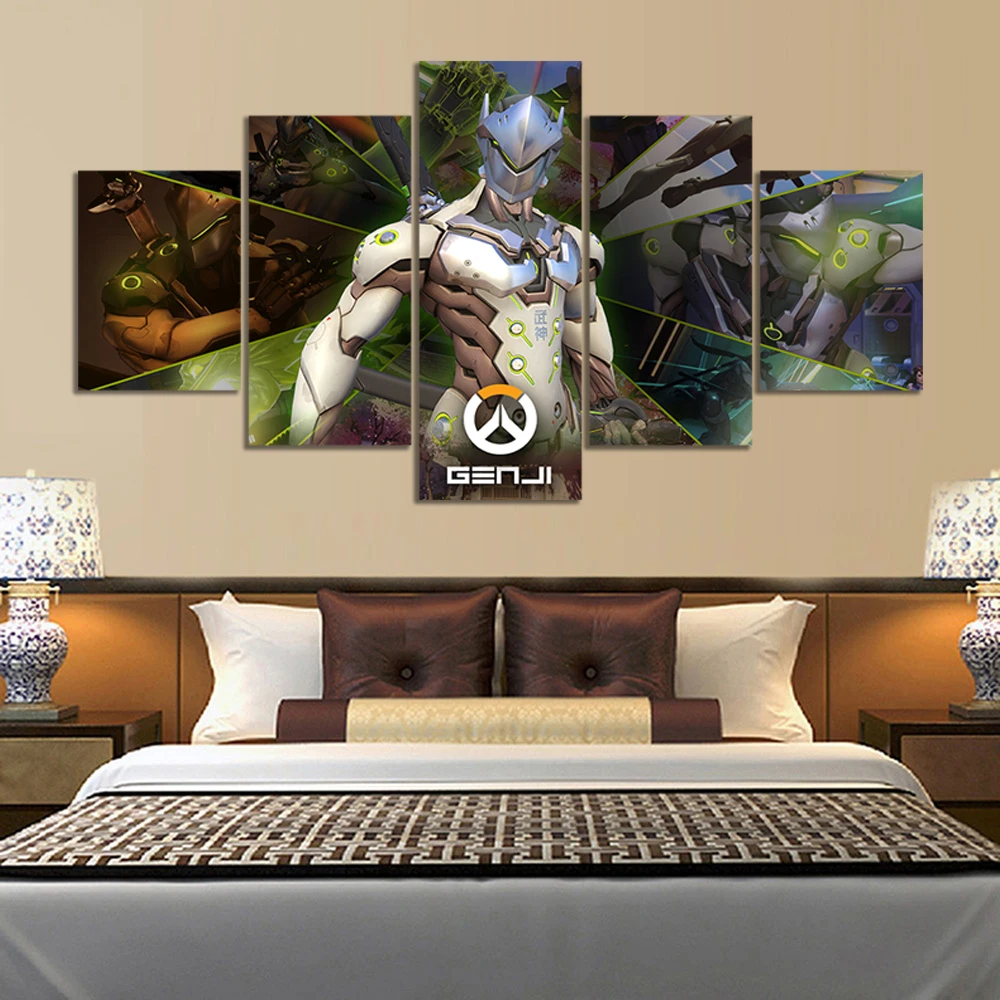 

Game Poster Overwatch Oil Painting Wallpaper Genji Artwork Canvas Paints Living Room Decor Wall Stickers Christmas Decoration, Multiple colours