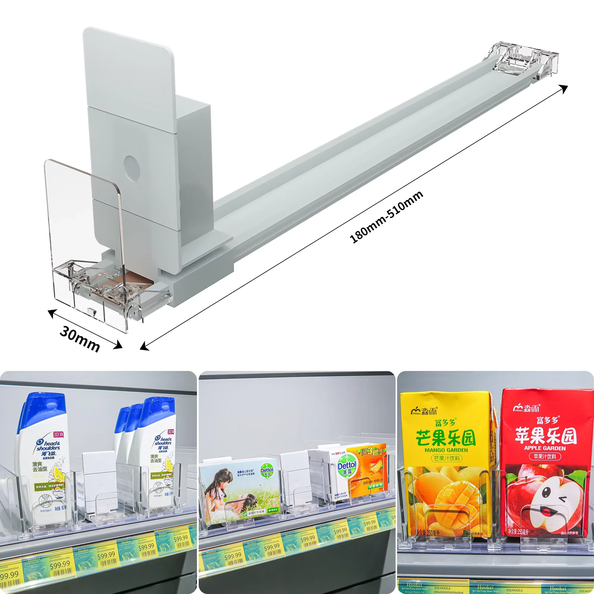 Adjustable Pushing Pusher System Shelf for Store Can Organizer for Supermarket Shelving Displays