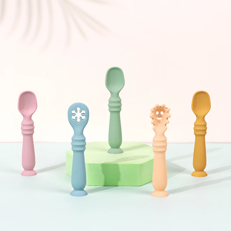 

Wellfine Baby Spoon Set Safe Nontoxic BPA Free Silicone Training Spoon Toddler Utensils for Kids