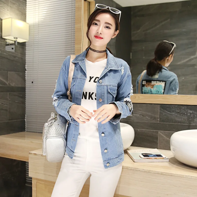 

Wholesale Chaqueta De Jeans Mujer Printed Patch Big Size Summer Jacket For Ladies