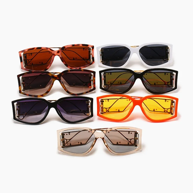 

Wholesale High Quality Metal Punk Rivet Wide Leg Sunglasses Retro Style Personality Funny Sun Glasses for Men Women