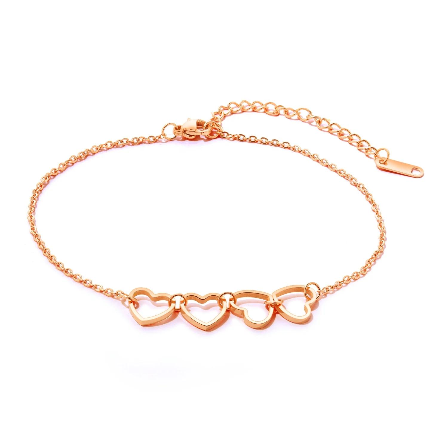 

Fashion Simple Design Geometric Gold Plated Stainless Steel Heart Pendant Women Luxury summer Anklet