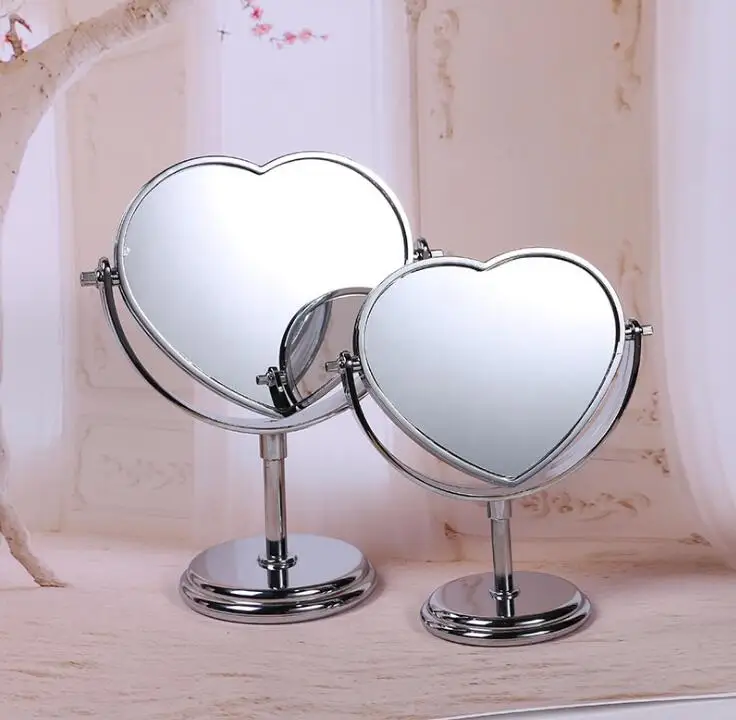 

Fashion Makeup Double Side Mirror Desktop Heart-shaped Beauty Gift Mirror