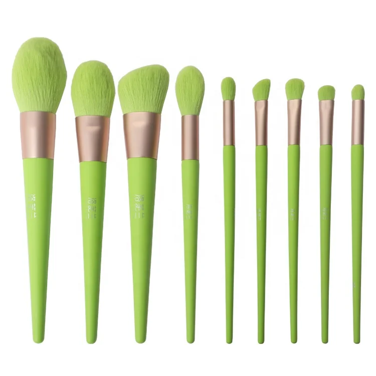 

Synthetic 9pcs Green Eco Friendly Vegan Soft Custom Logo Eye Luxury Cosmetic Cruelty Free Private Label Makeup Brushes
