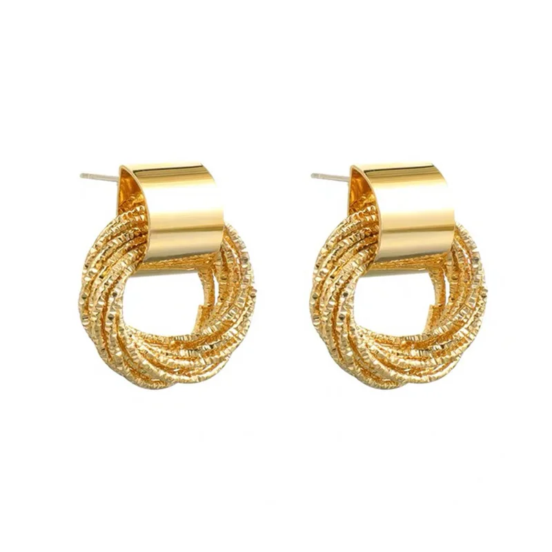 Retro Metallic Gold Multiple Small Circle Pendant Earrings 2021 New Jewelry fashion Wedding Party Unusual Earrings For Woman