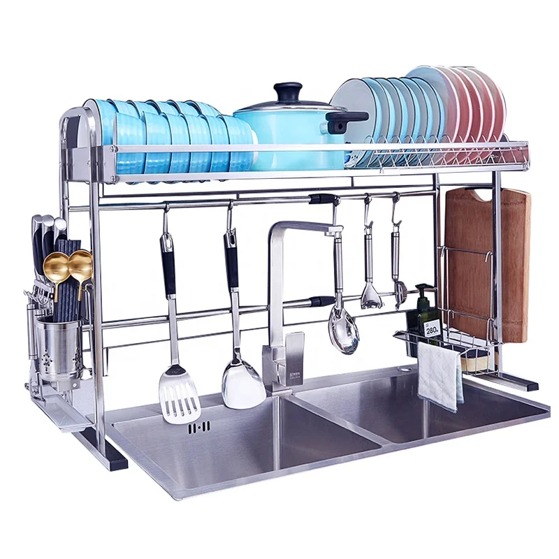 

Factory direct sales new 304 large storage rack kitchen unique dish rack stainless