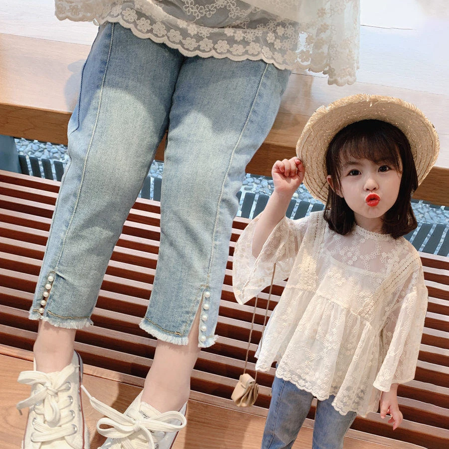 

2021 new Manufacturer supply kids girls clothing girls high waist jeans