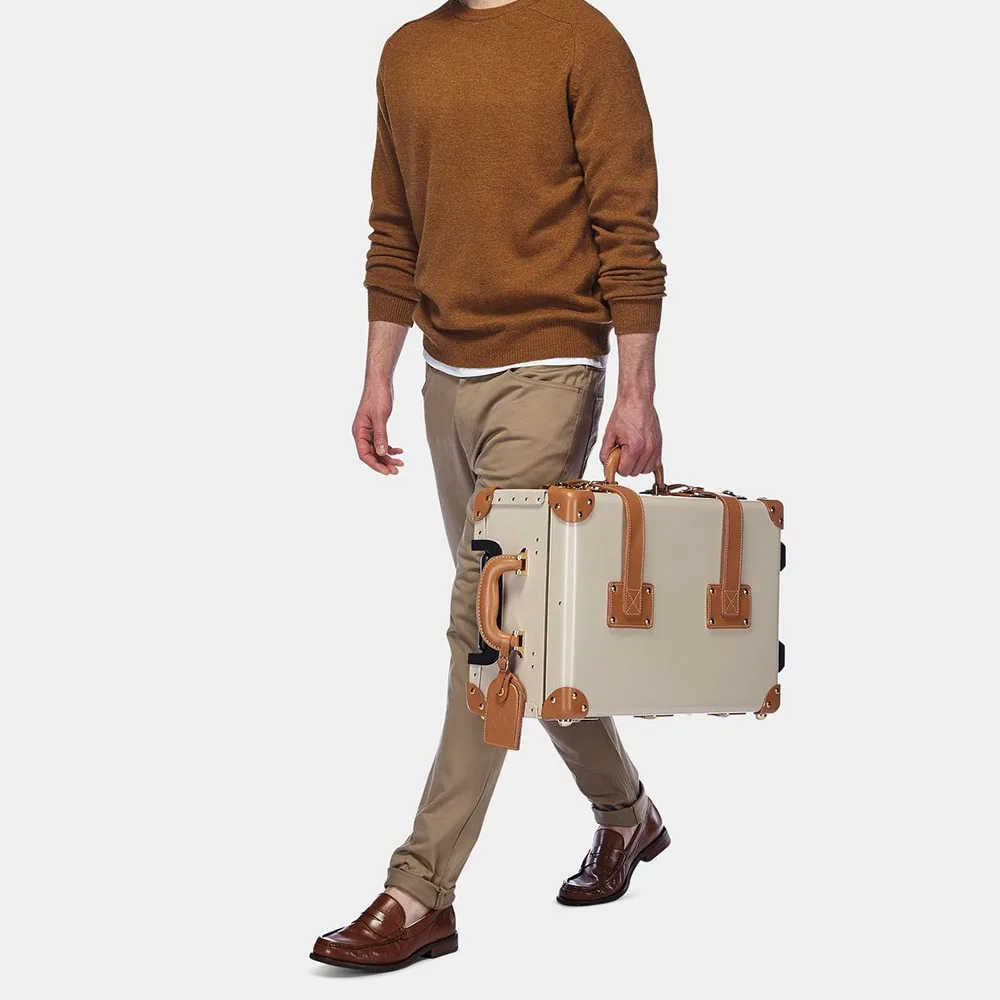 2019 New design trendy vintage kakhis portable leather luggage suitcase set