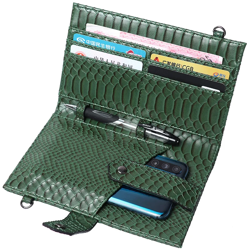 

Phone Wallet Shoulder Phone Bag Business Women Leather Travel Wallet with Pen Holder