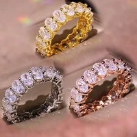 

Charm Promise Finger Ring Gold Silver Rose gold color Oval cut Zircon Engagement Band Rings For Women Ladies Party Jewelry