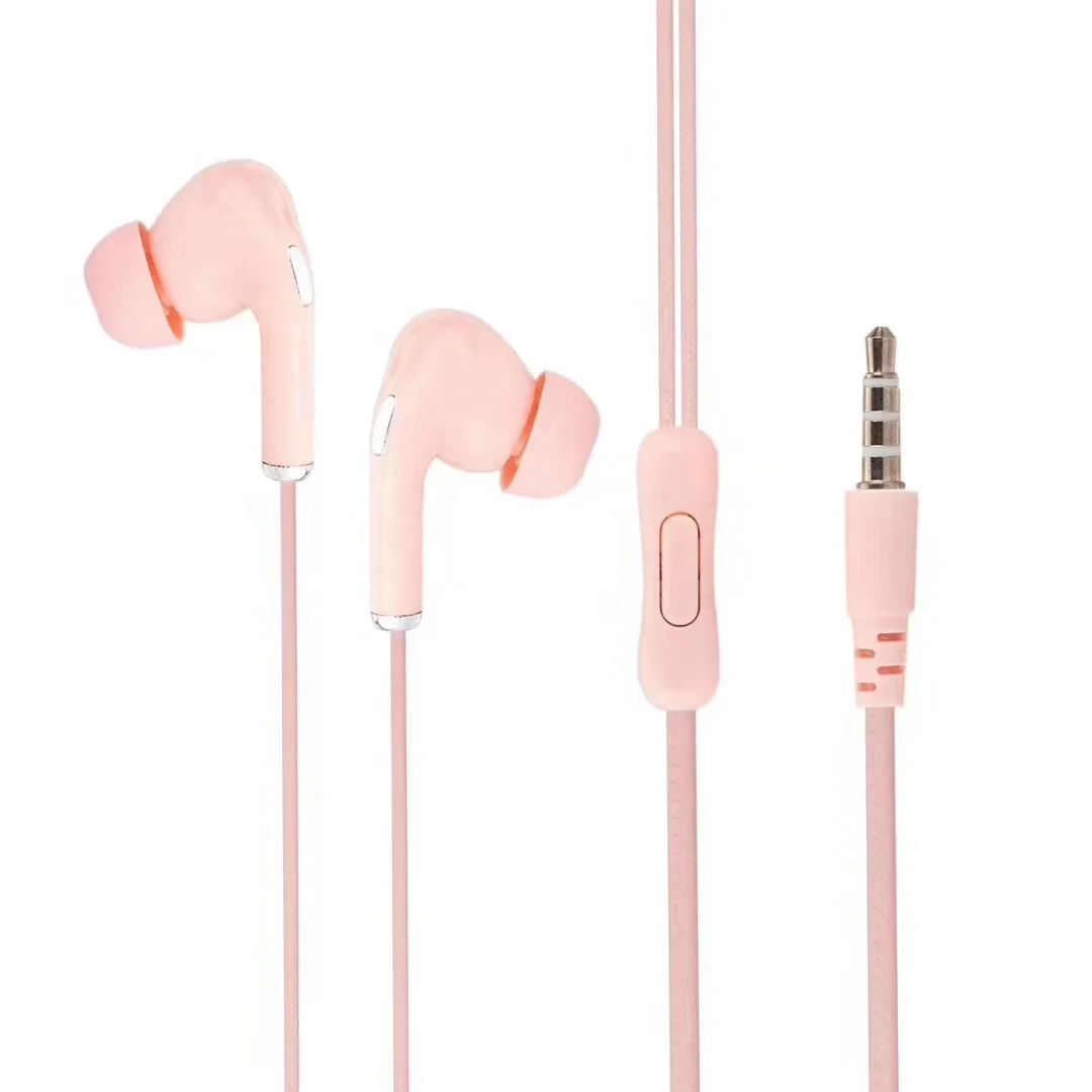 

factory cheap universal 3.5mm wired earphone and headphone girls hands free in ear earbuds with mic for phones mp3 ipod, Macaron color