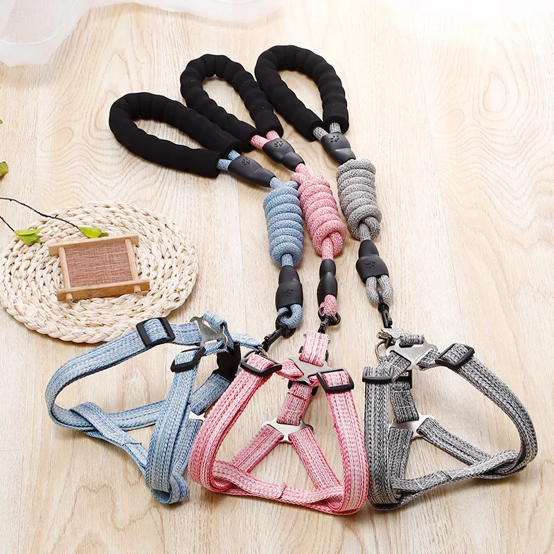 

Foam Handle Pet Harness Linen Round Rope Dog Harness Hand Holding Rope Collar and Leash, Picture