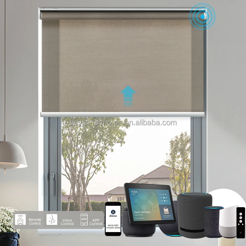 

Alexa Remote Control Smart Shades Top Quality Wholesale Roller Blinds Customizable With Rechargleable Battery, Customized color