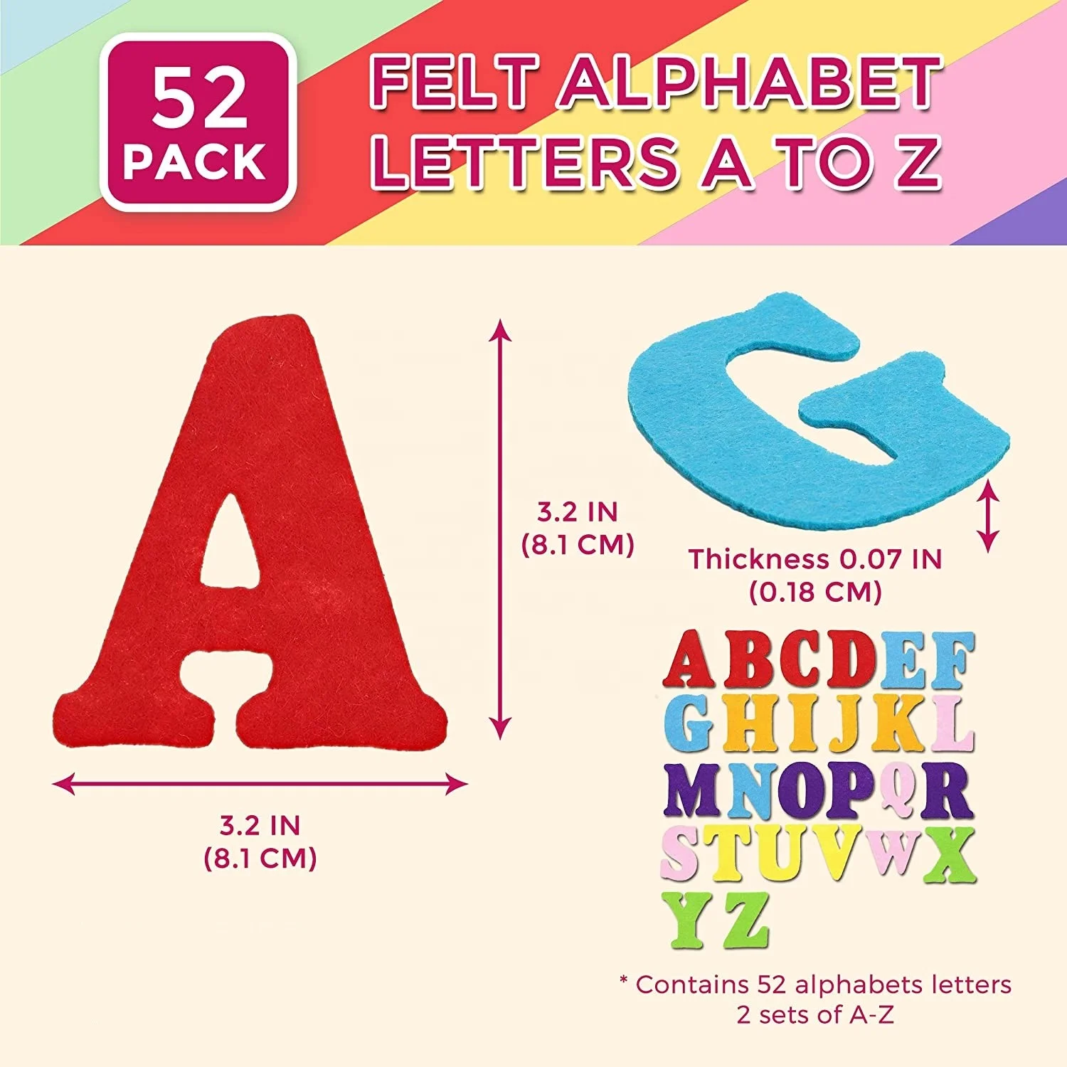 78Pcs A to Z Assorted Colors Fabric ABCs for DIY Craft KidsToys Christmas Birthday Party Decoration 3 Sets RERIVER 3.2-Inch Felt Alphabet Letters