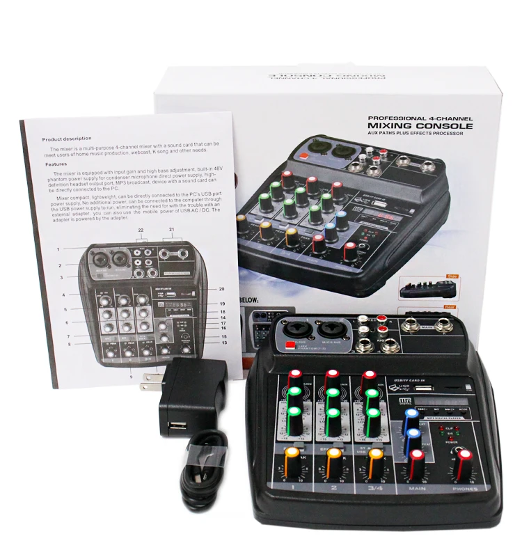 Cheap 4 Channels Mini Mixer With Usb Audio Interface For Studio ...