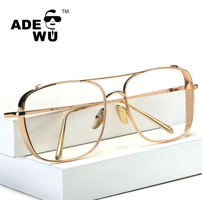 

ADE WU DF912-1 Unisex Fashion Classic Gold Metal Frame Glasses women men Classical vintage style optical Glasses For reading