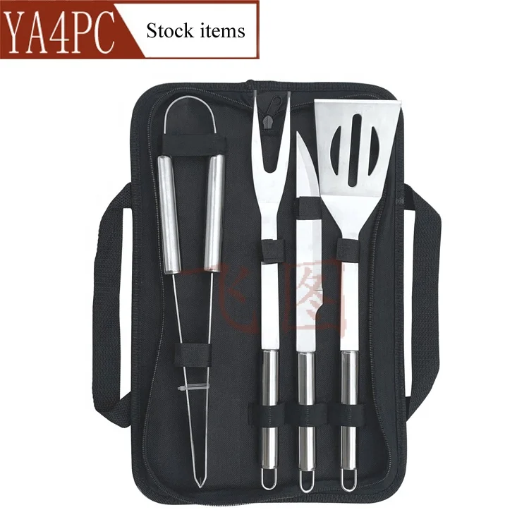 

4 Pieces Barbecue BBQ Tools Stainless Steel BBQ Accessories, Black