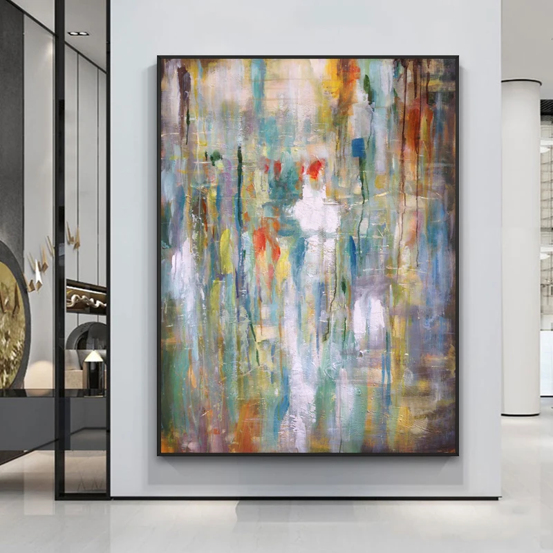 Pure Hand-painted Wholesale Colorful Abstract Oil Wall Art Paintings on Canvas for Home Decoration Living Room Modern Original