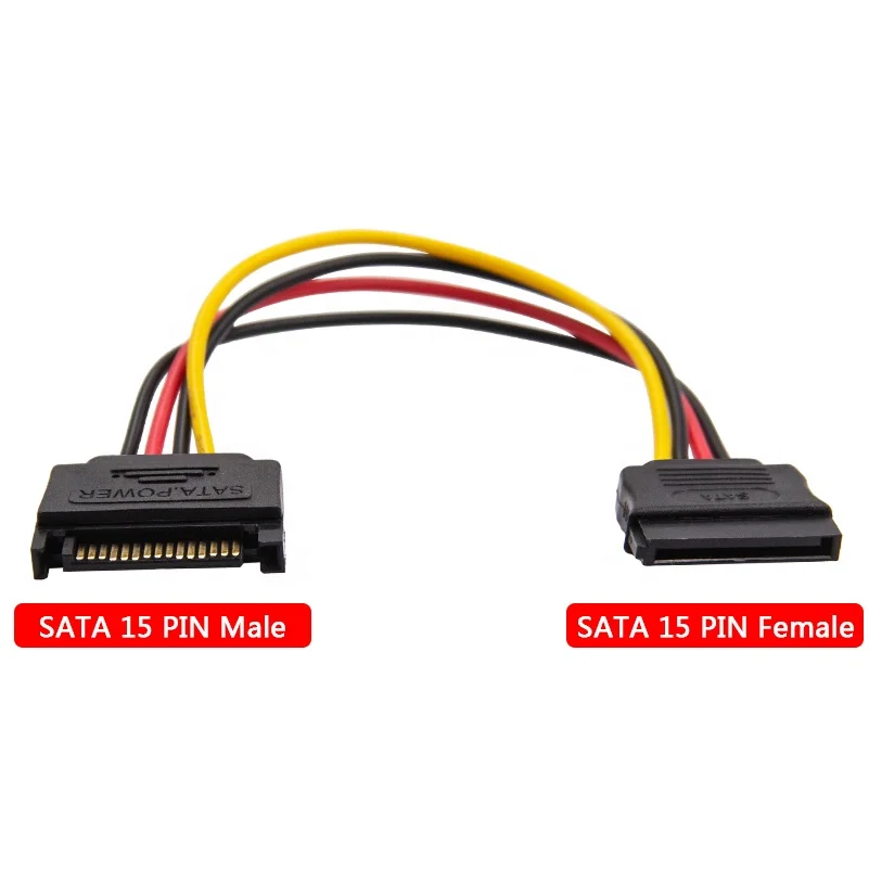 4Pin IDE à 5 Ports SATA 15 Broches Câble dalimentation 18AWG Fil du Cordon dalimentation Principal pour Disque Dur HDD SSD PC Serveur Noir Fournitures de Bricolage
